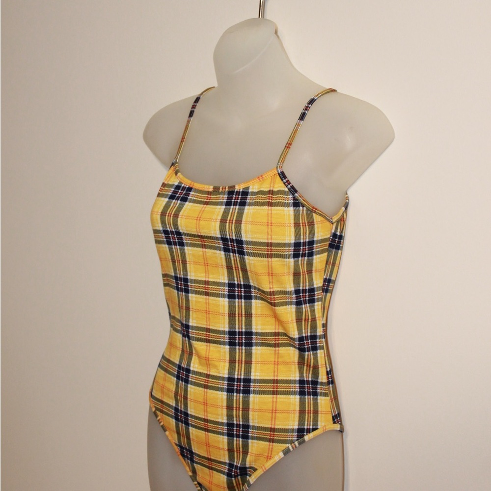 Ava x Palmer Yellow Plaid Onesie